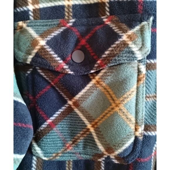 Member's Mark Men's Fleece & Sherpa Lined Shacket Blue Green Plaid Pocketed XL - Picture 16 of 16